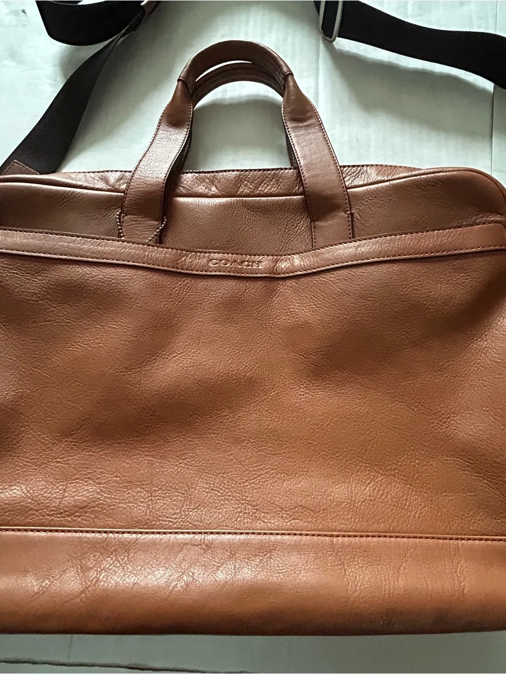 Coach Hamilton Leather Laptop Briefcase with Adjustable Detachable Shoulder